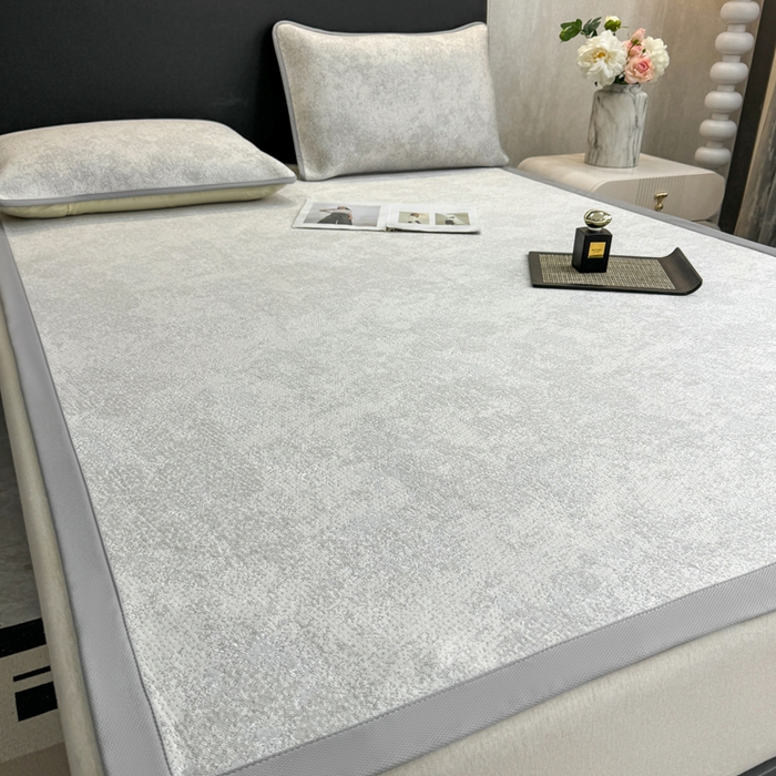 91家纺网 家纺一手货源 找家纺 伊人坊 2026新款A类550克凉感提花值过0.21冰豆豆家用凉席子三件套夏季---凉席款 繁花-灰