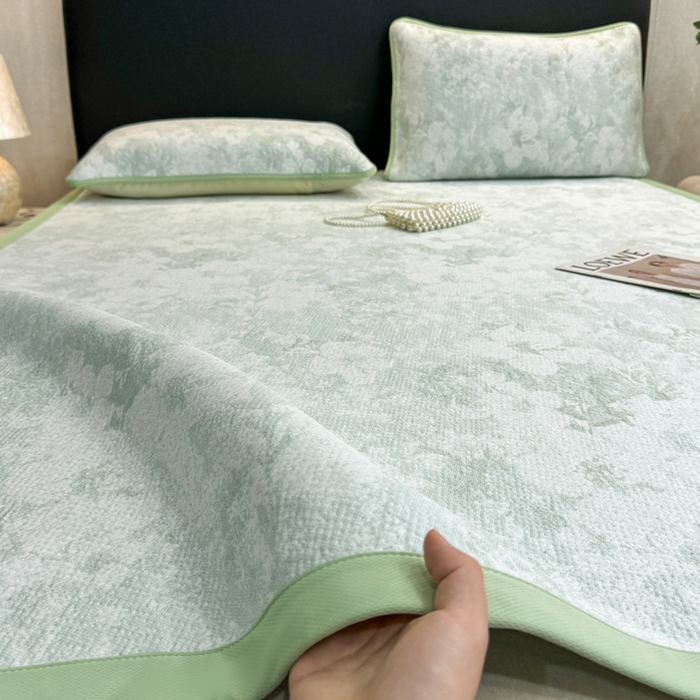 伊人坊 2026新款A类550克凉感提花值过0.21冰豆豆家用凉席子三件套夏季---凉席款 繁花-绿