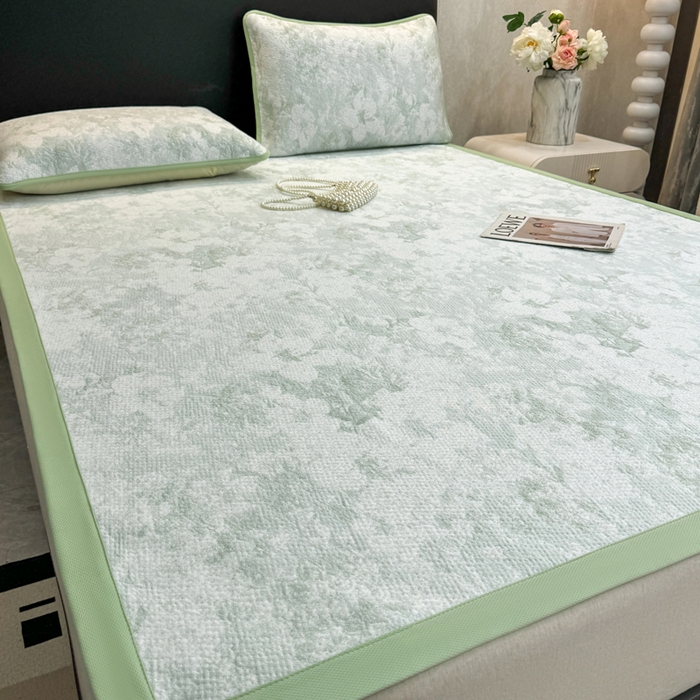 91家纺网 家纺一手货源 找家纺 伊人坊 2026新款A类550克凉感提花值过0.21冰豆豆家用凉席子三件套夏季---凉席款 繁花-绿