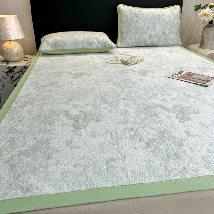 91家纺网 家纺一手货源 找家纺 伊人坊 2026新款A类550克凉感提花值过0.21冰豆豆家用凉席子三件套夏季---凉席款 繁花-绿