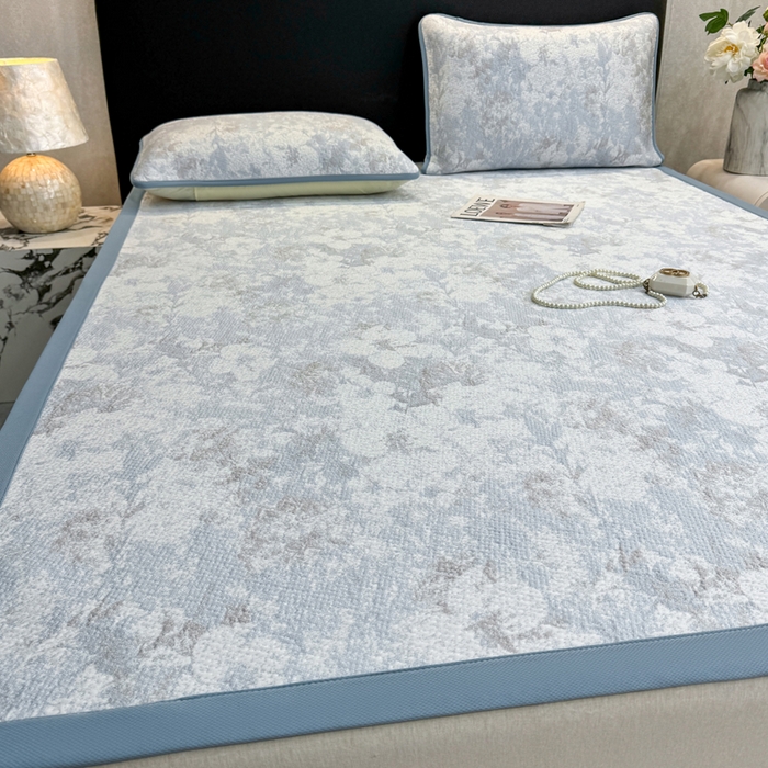 91家纺网 家纺一手货源 找家纺 伊人坊 2026新款A类550克凉感提花值过0.21冰豆豆家用凉席子三件套夏季---凉席款 繁花-蓝