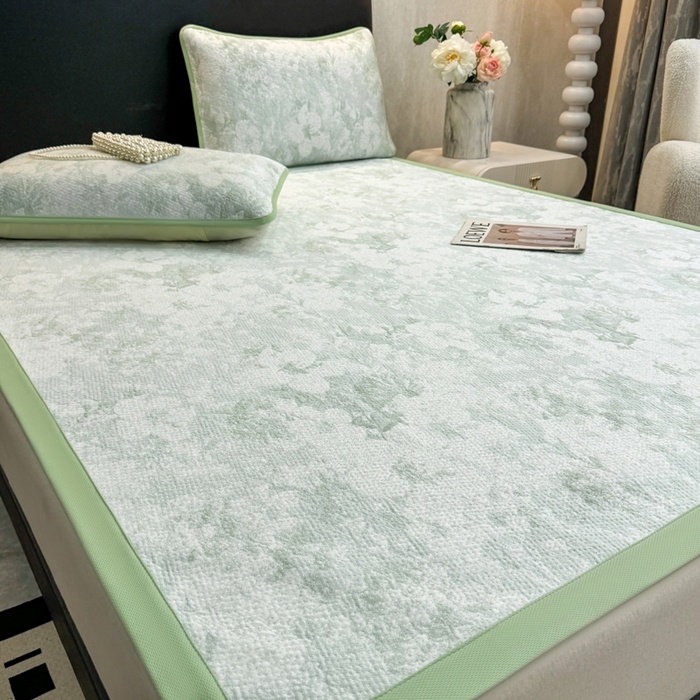 91家纺网 家纺一手货源 找家纺 伊人坊 2026新款A类550克凉感提花值过0.21冰豆豆家用凉席子三件套夏季---凉席款 繁花-绿