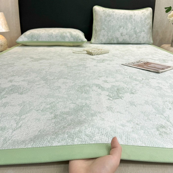 91家纺网 家纺一手货源 找家纺 伊人坊 2026新款A类550克凉感提花值过0.21冰豆豆家用凉席子三件套夏季---凉席款 繁花-绿