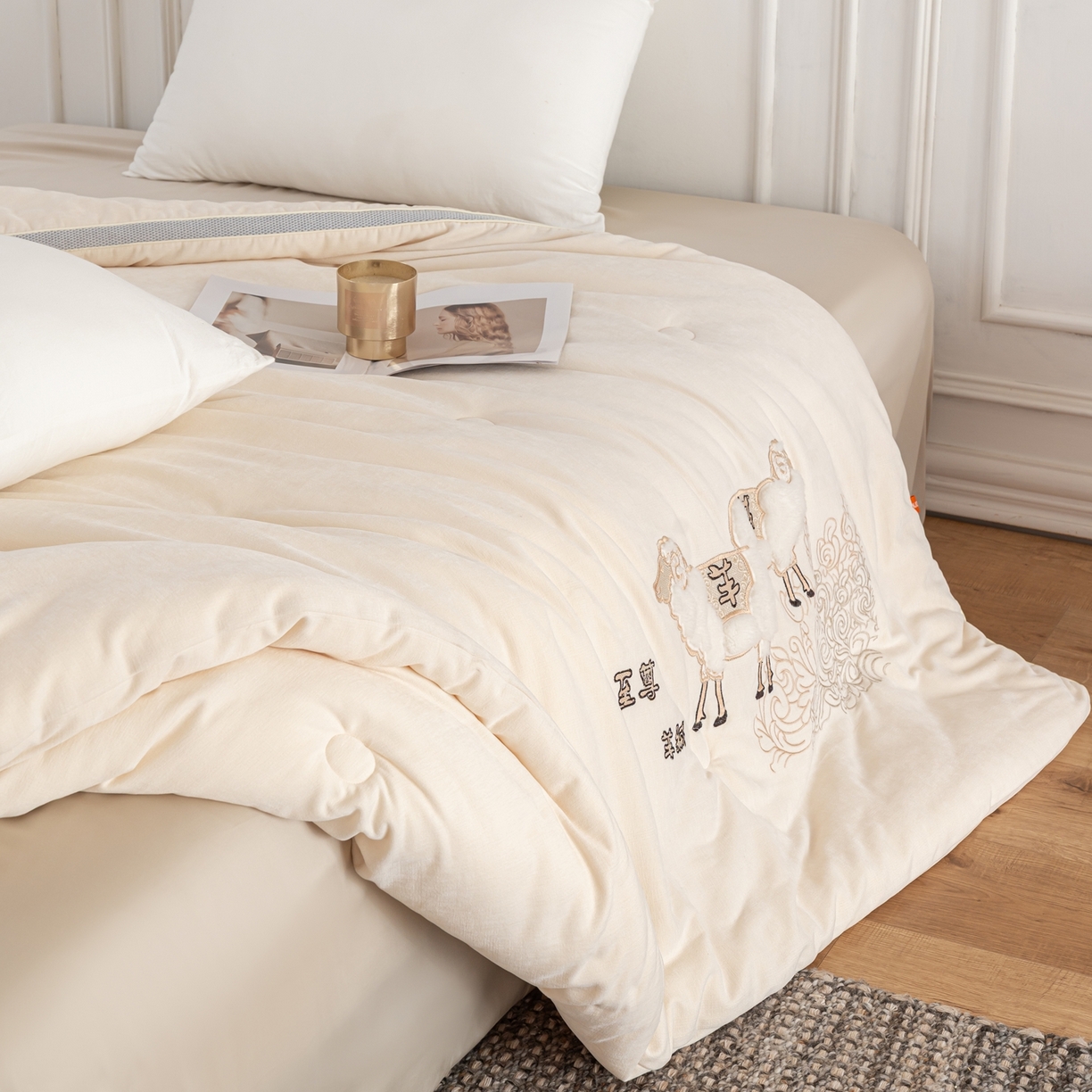 91家纺网 家纺一手货源 找家纺 （总）丽卡家纺 2026春夏新款暖绒棉提花至尊羊绒纤维春秋被 被子被芯