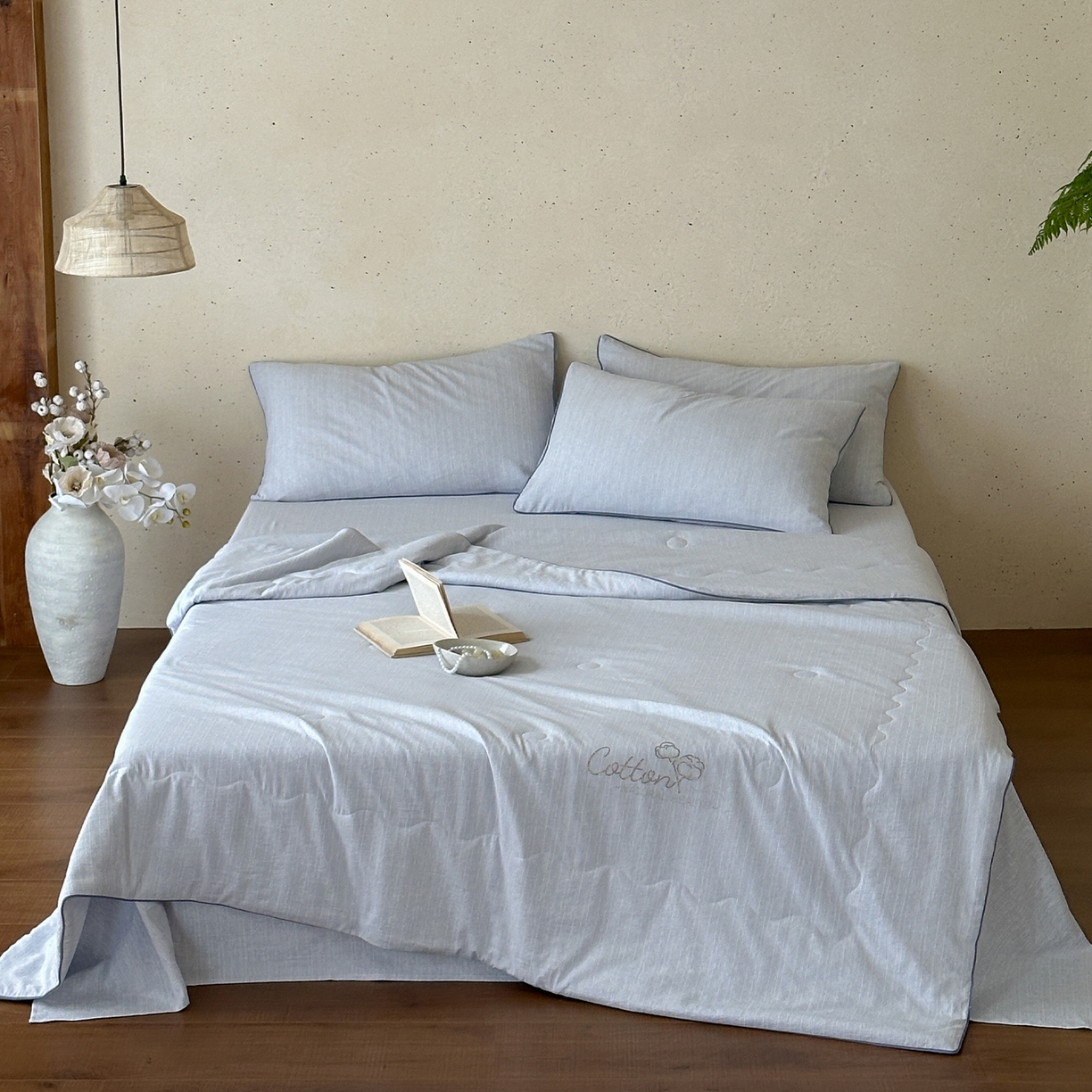 91家纺网 家纺一手货源 找家纺 一加一 2026新款透气简麻新疆棉花被夏被夏凉被空调被-棉花简麻 棉花简麻-蓝