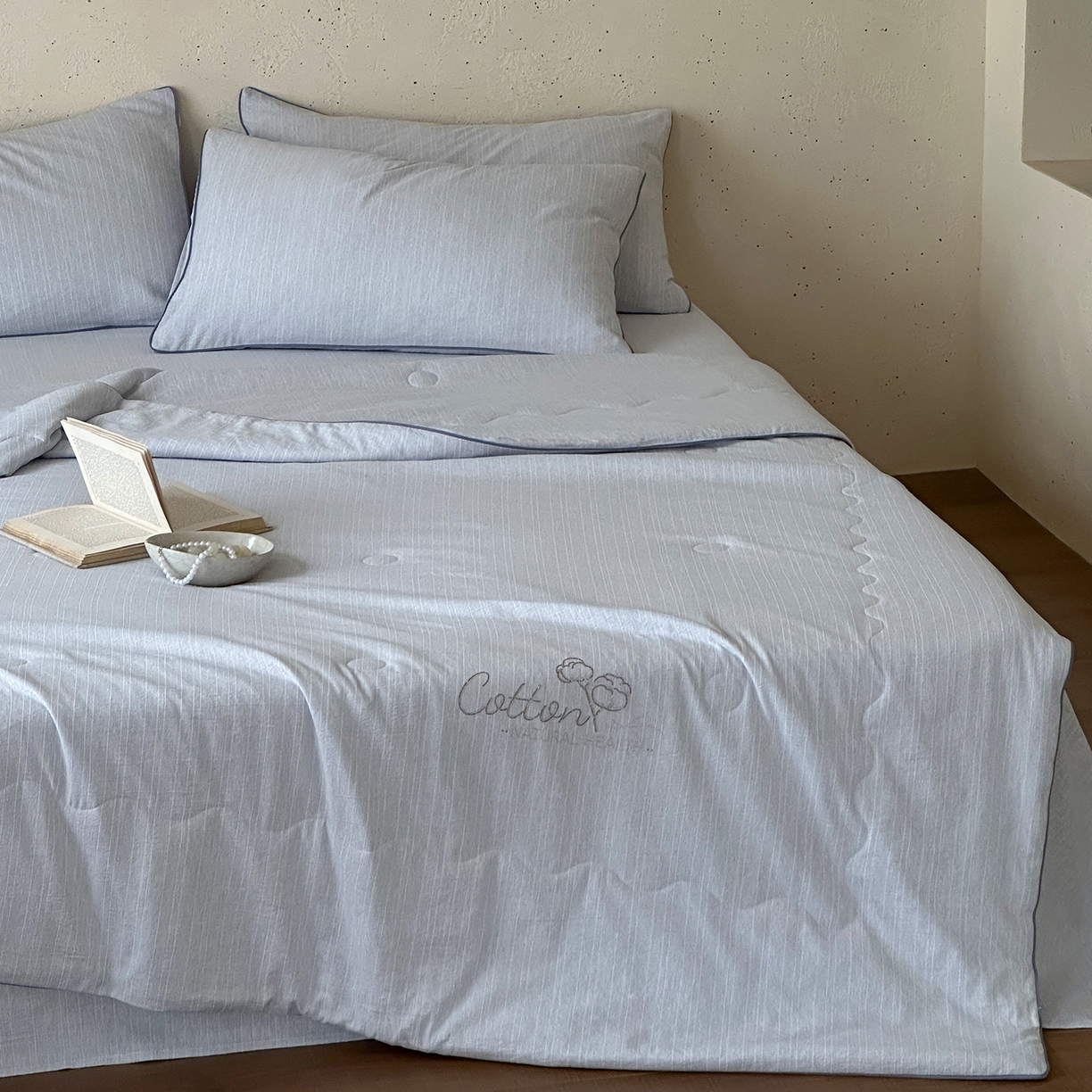 91家纺网 家纺一手货源 找家纺 一加一 2026新款透气简麻新疆棉花被夏被夏凉被空调被-棉花简麻 棉花简麻-蓝