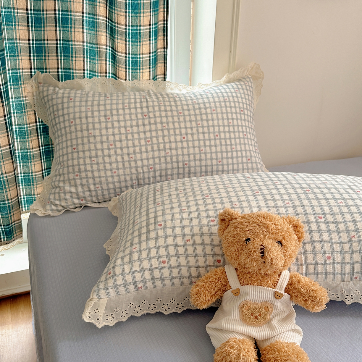 91家纺网 家纺一手货源 找家纺 仟网汇 2026新款彩色花边皱皱纱四件套 甜心格格