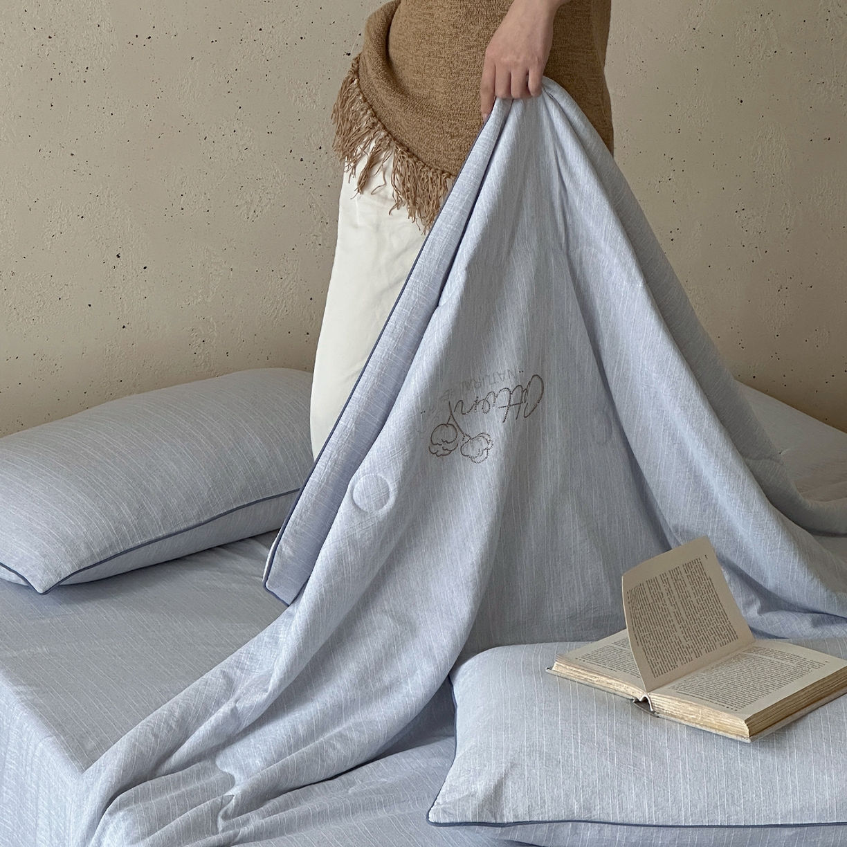 91家纺网 家纺一手货源 找家纺 一加一 2026新款透气简麻新疆棉花被夏被夏凉被空调被-棉花简麻 棉花简麻-蓝