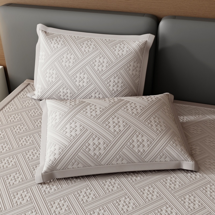 91家纺网 家纺一手货源 找家纺 宜派家纺 2026新款PE凉感冰丝席三件套-床笠款 织序 -灰