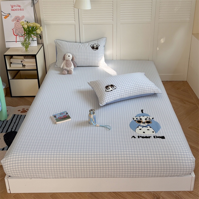 91家纺网 家纺一手货源 找家纺 暖生活 2026新款全棉水洗棉毛巾绣夏被春秋被四件套 墨镜小狗