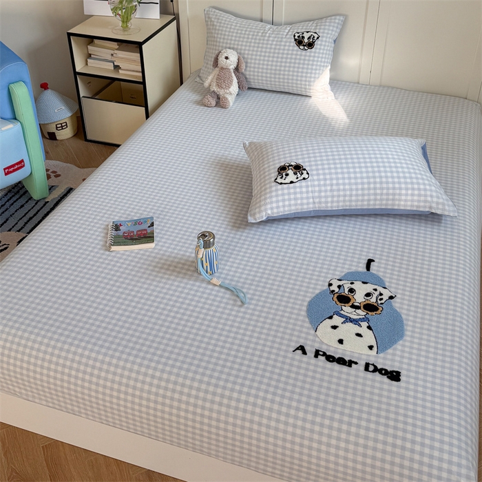 91家纺网 家纺一手货源 找家纺 暖生活 2026新款全棉水洗棉毛巾绣夏被春秋被四件套 墨镜小狗