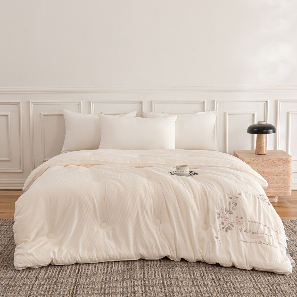 91家纺网 家纺一手货源 找家纺 （总）丽卡家纺 2026春夏新款精梳提花好眠苏绣羊绒纤维春秋被 被子被芯