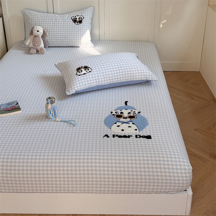 91家纺网 家纺一手货源 找家纺 暖生活 2026新款全棉水洗棉毛巾绣夏被春秋被四件套 墨镜小狗