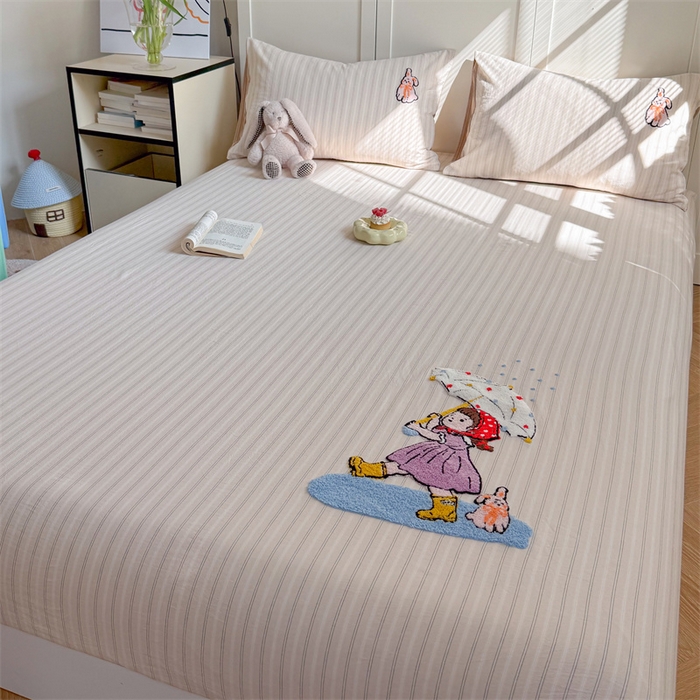 91家纺网 家纺一手货源 找家纺 暖生活 2026新款全棉水洗棉毛巾绣夏被春秋被四件套 下雨天