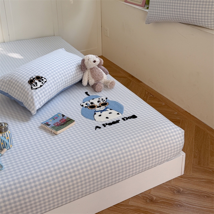 91家纺网 家纺一手货源 找家纺 暖生活 2026新款全棉水洗棉毛巾绣夏被春秋被四件套 墨镜小狗