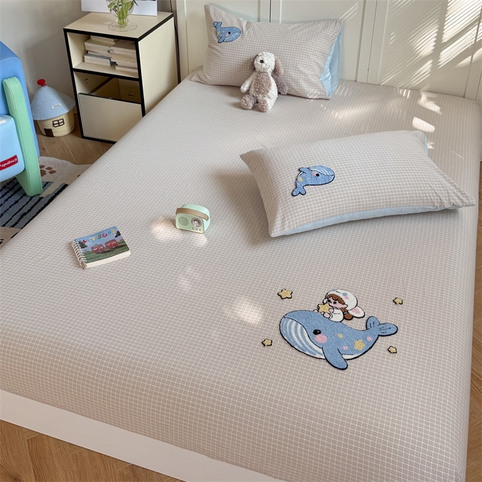 91家纺网 家纺一手货源 找家纺 暖生活 2026新款全棉水洗棉毛巾绣夏被春秋被四件套 蓝鲸梦