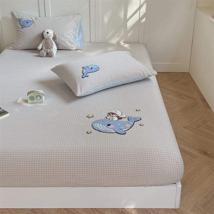 91家纺网 家纺一手货源 找家纺 暖生活 2026新款全棉水洗棉毛巾绣夏被春秋被四件套 蓝鲸梦