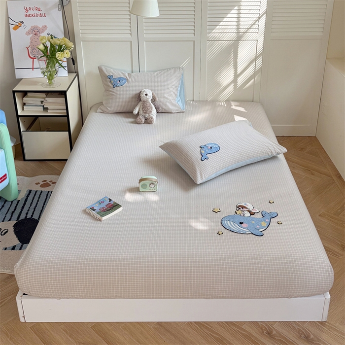 91家纺网 家纺一手货源 找家纺 暖生活 2026新款全棉水洗棉毛巾绣夏被春秋被四件套 蓝鲸梦