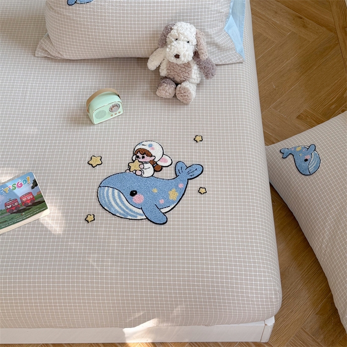 91家纺网 家纺一手货源 找家纺 暖生活 2026新款全棉水洗棉毛巾绣夏被春秋被四件套 蓝鲸梦