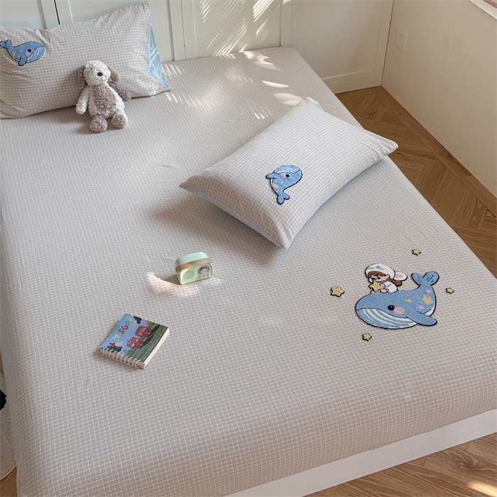 91家纺网 家纺一手货源 找家纺 暖生活 2026新款全棉水洗棉毛巾绣夏被春秋被四件套 蓝鲸梦