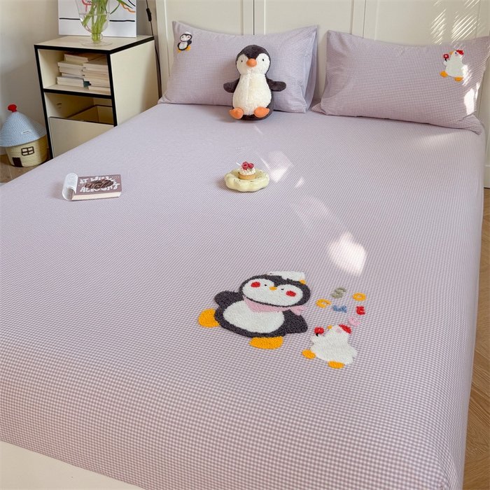 91家纺网 家纺一手货源 找家纺 暖生活 2026新款全棉水洗棉毛巾绣夏被春秋被四件套 小企鹅