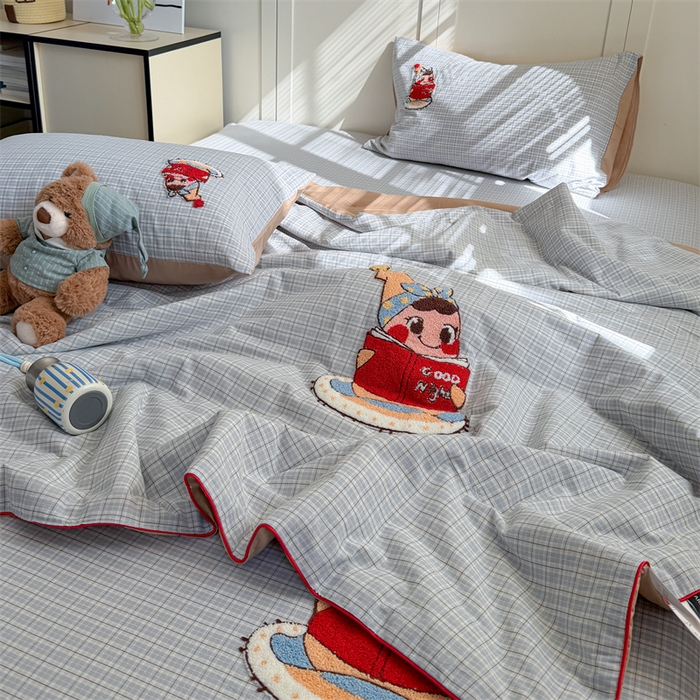 91家纺网 家纺一手货源 找家纺 暖生活 2026新款全棉水洗棉毛巾绣夏被春秋被四件套 阅读星人