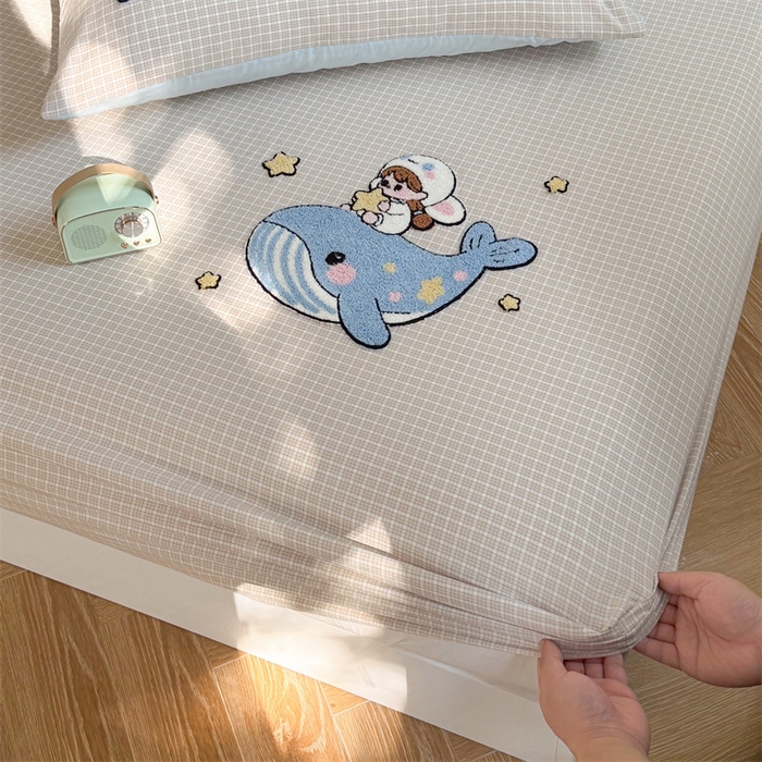 91家纺网 家纺一手货源 找家纺 暖生活 2026新款全棉水洗棉毛巾绣夏被春秋被四件套 蓝鲸梦