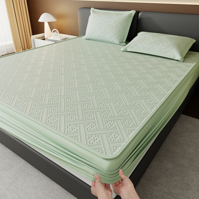 宜派家纺 2026新款PE凉感冰丝席三件套-床笠款 织序 -绿