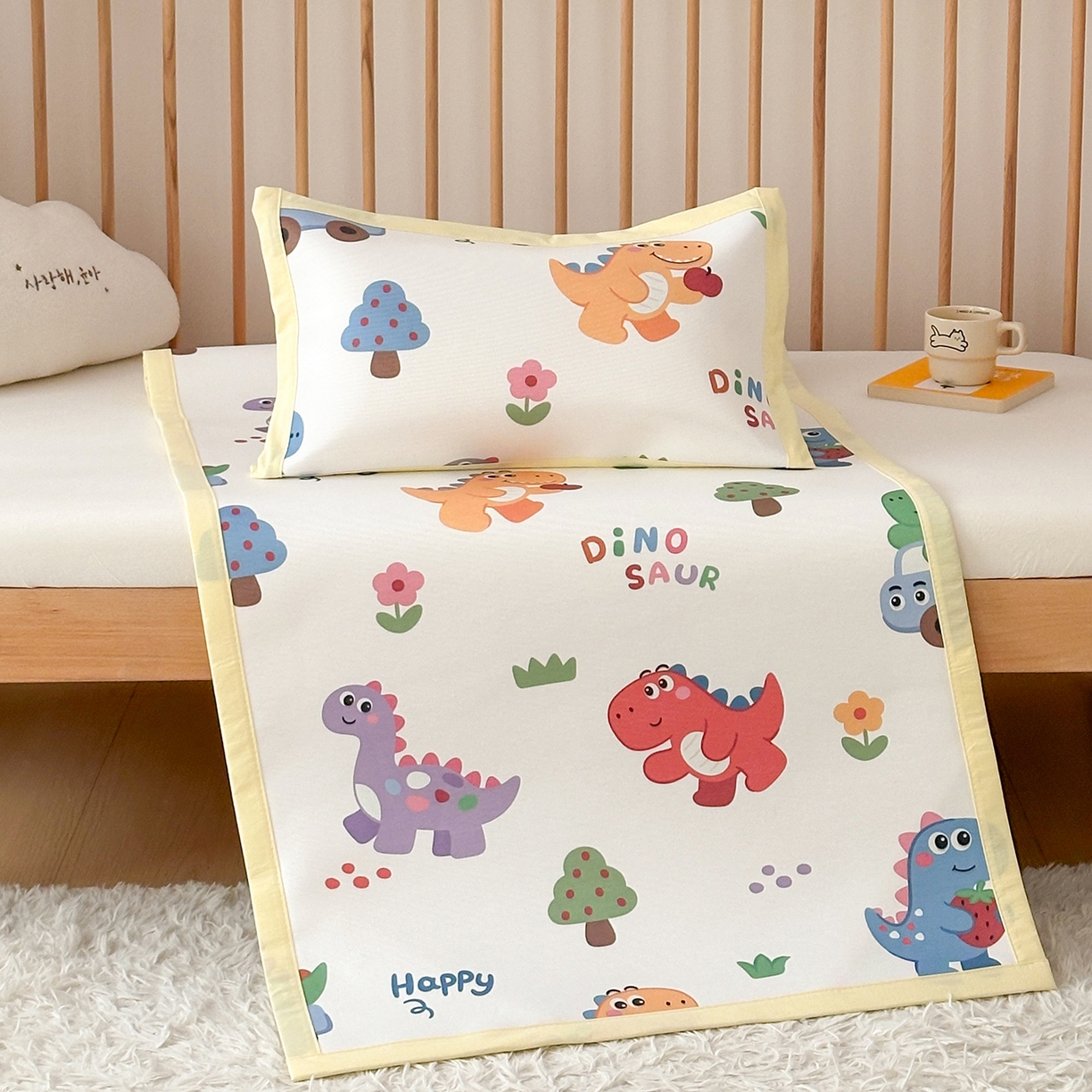 91家纺网 家纺一手货源 找家纺 嗨生活 2026新款冰丝枕套儿童枕套幼儿园单枕套枕套单件 恐龙世界