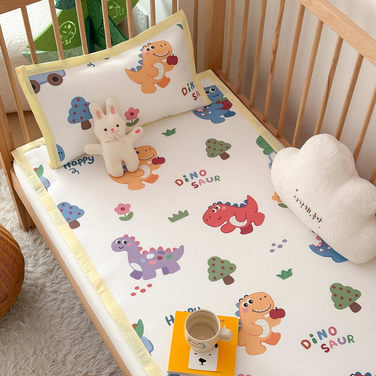 91家纺网 家纺一手货源 找家纺 嗨生活 2026新款冰丝枕套儿童枕套幼儿园单枕套枕套单件 恐龙世界