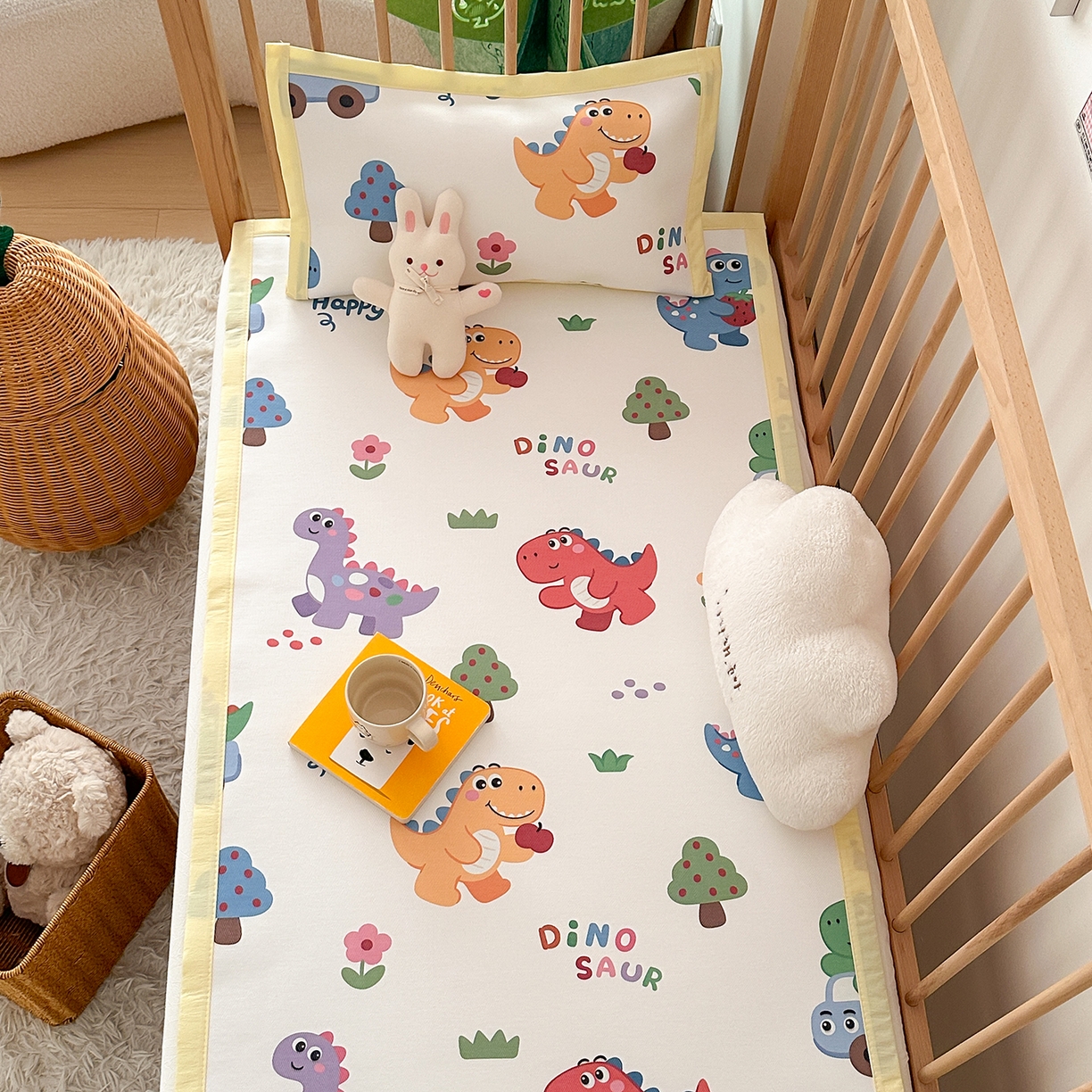 91家纺网 家纺一手货源 找家纺 嗨生活 2026新款冰丝枕套儿童枕套幼儿园单枕套枕套单件 恐龙世界