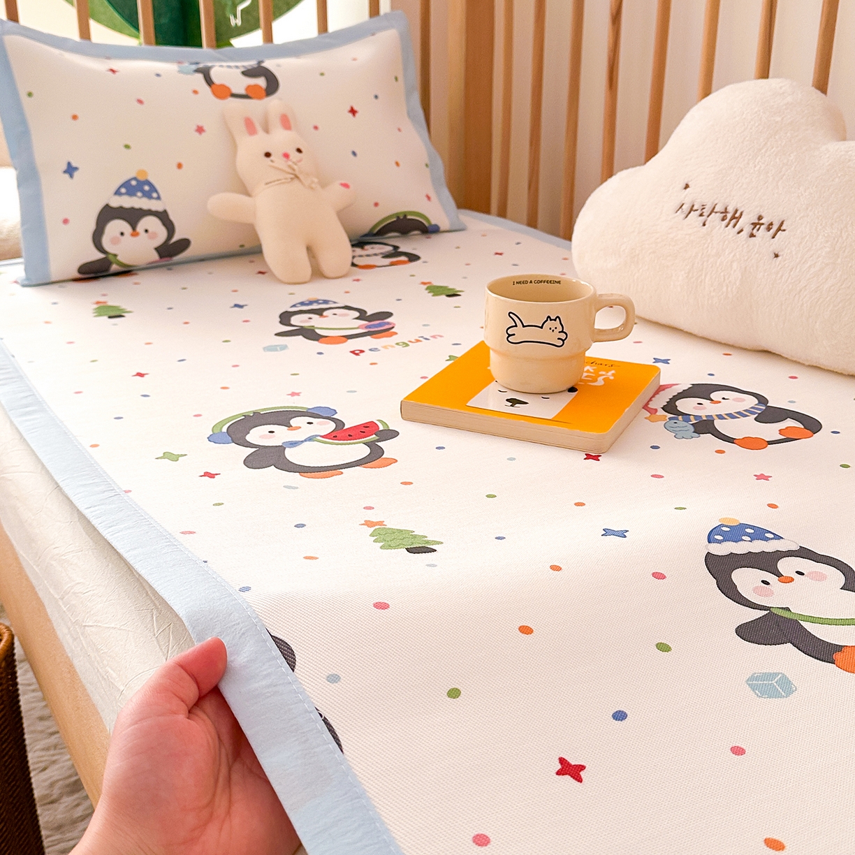 91家纺网 家纺一手货源 找家纺 嗨生活 2026新款冰丝枕套儿童枕套幼儿园单枕套枕套单件 波点企鹅