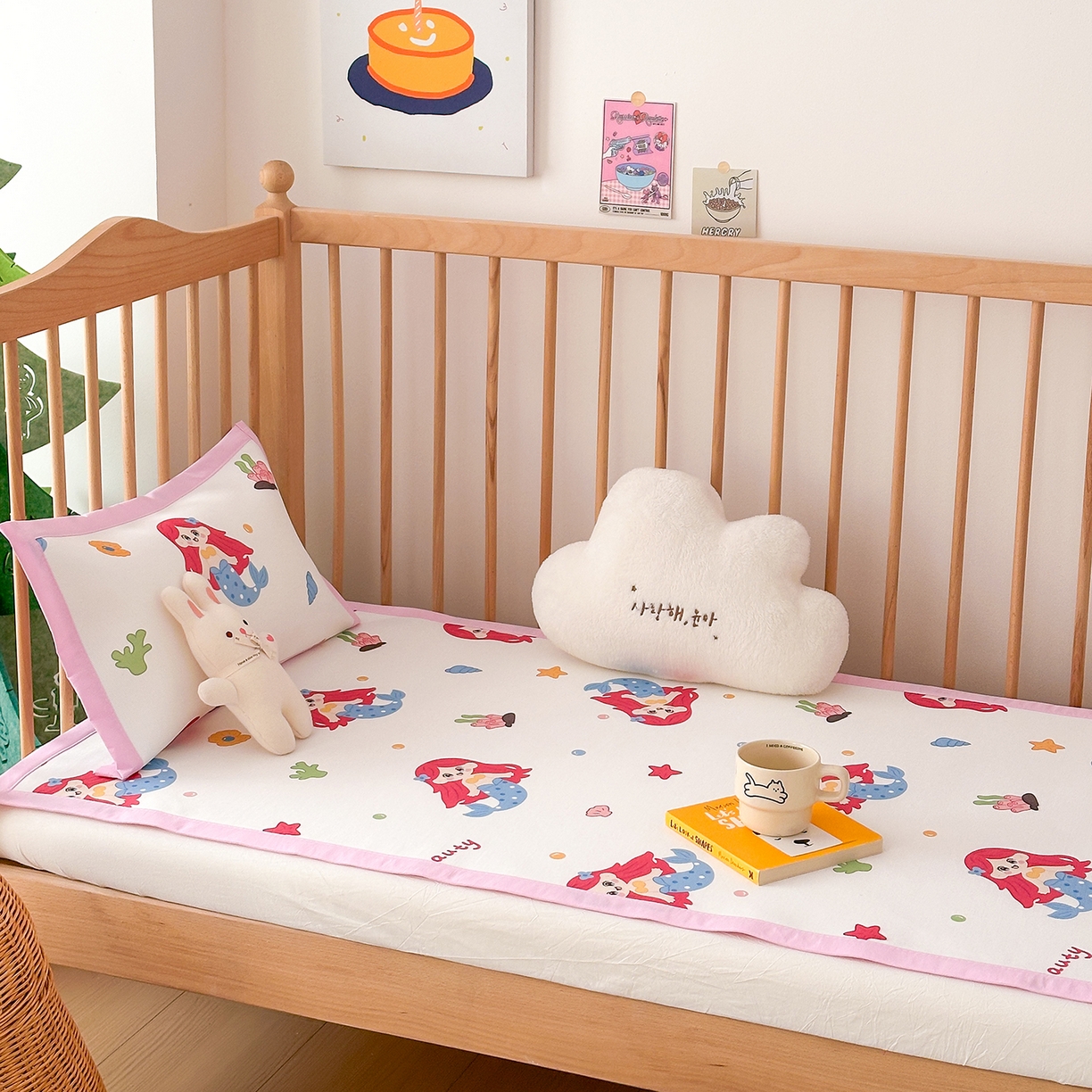 91家纺网 家纺一手货源 找家纺 嗨生活 2026新款冰丝枕套儿童枕套幼儿园单枕套枕套单件 可爱美人鱼