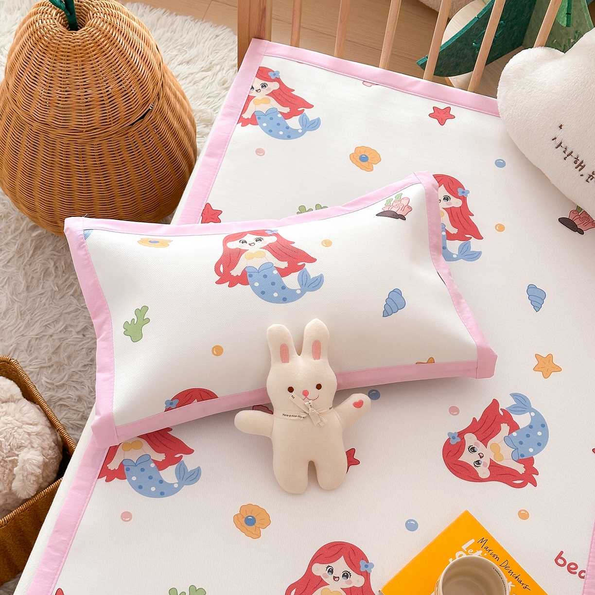 嗨生活 2026新款冰丝枕套儿童枕套幼儿园单枕套枕套单件 可爱美人鱼