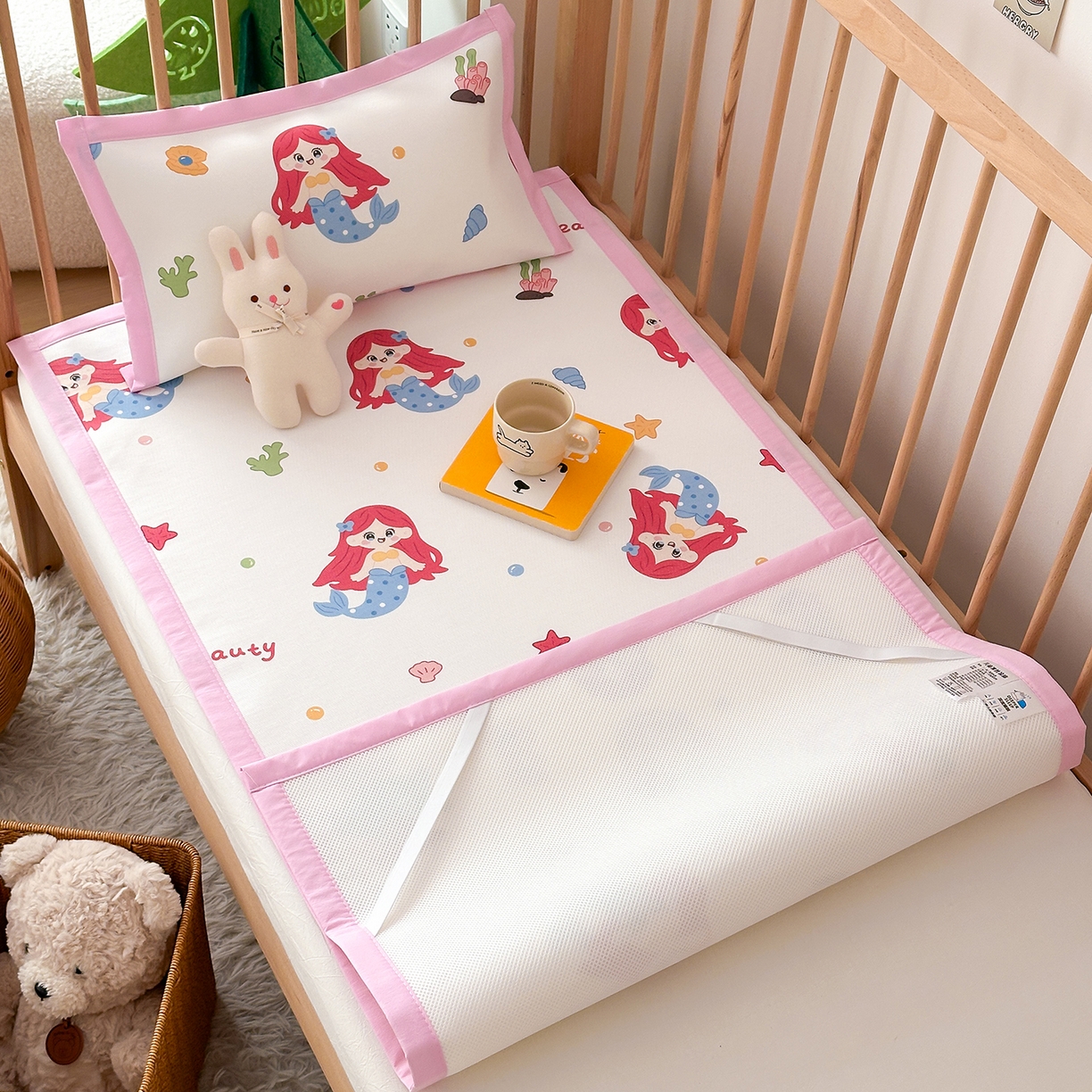 91家纺网 家纺一手货源 找家纺 嗨生活 2026新款冰丝枕套儿童枕套幼儿园单枕套枕套单件 可爱美人鱼