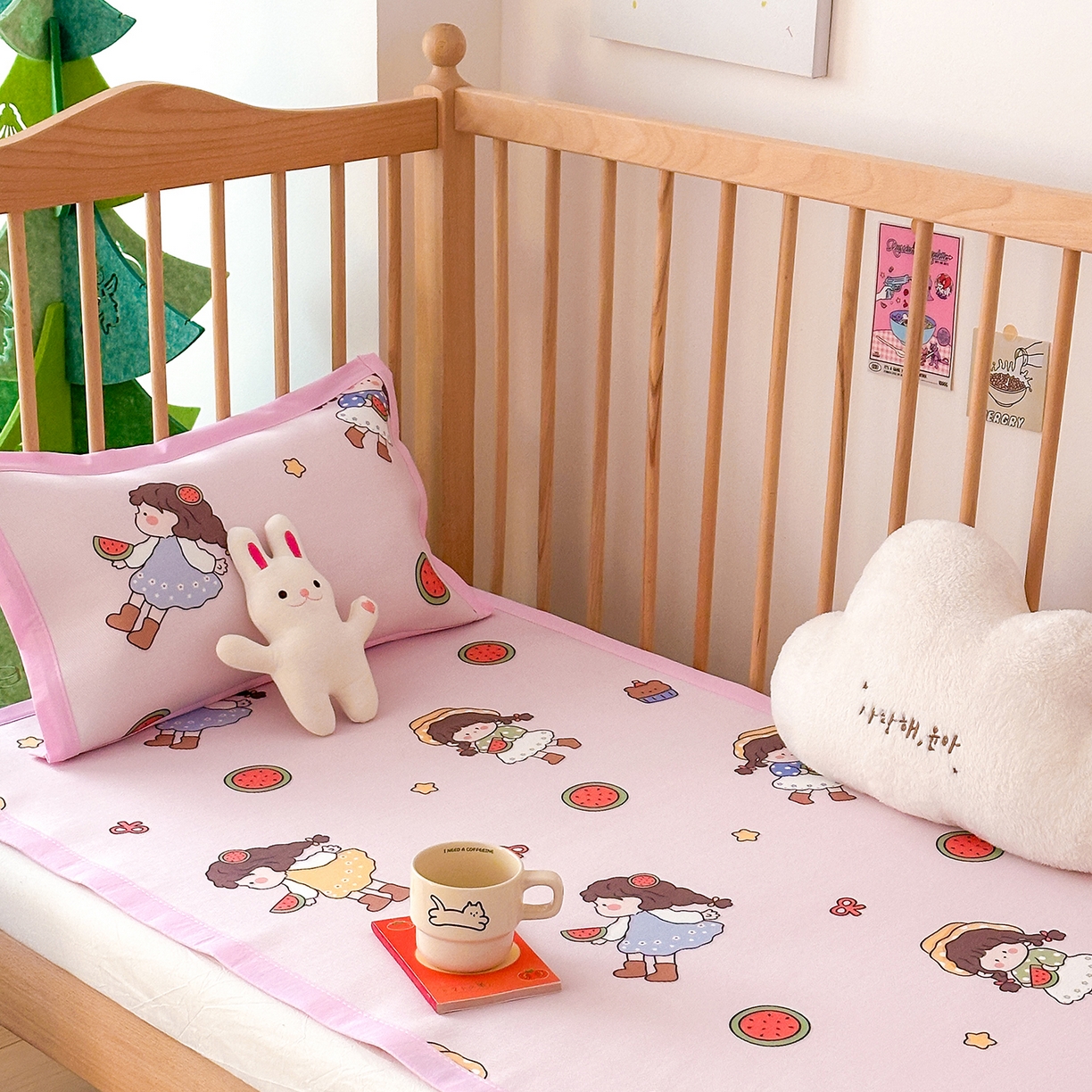 91家纺网 家纺一手货源 找家纺 嗨生活 2026新款冰丝枕套儿童枕套幼儿园单枕套枕套单件 西瓜女孩