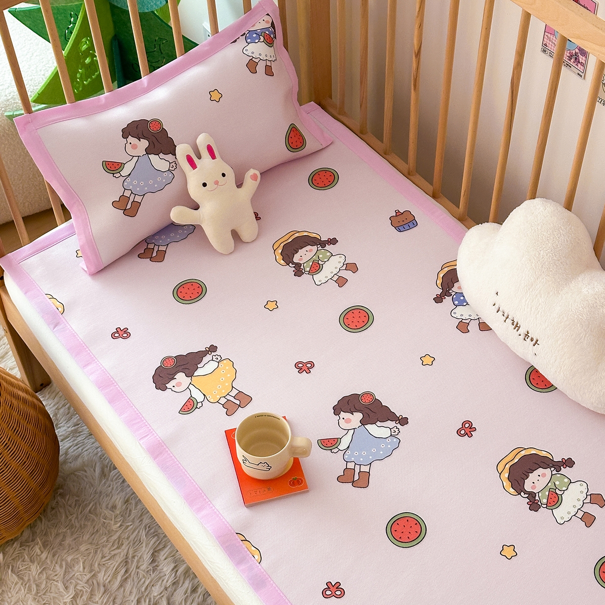 91家纺网 家纺一手货源 找家纺 嗨生活 2026新款冰丝枕套儿童枕套幼儿园单枕套枕套单件 西瓜女孩