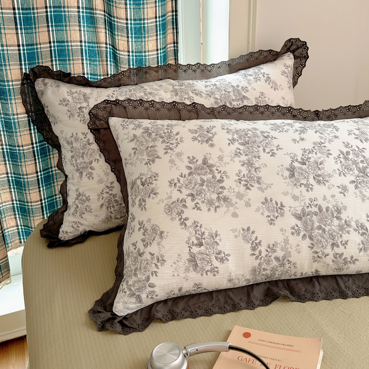 91家纺网 家纺一手货源 找家纺 仟网汇 2026新款彩色花边皱皱纱四件套 悠然