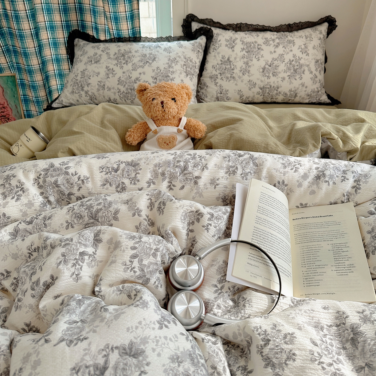 91家纺网 家纺一手货源 找家纺 仟网汇 2026新款彩色花边皱皱纱四件套 悠然