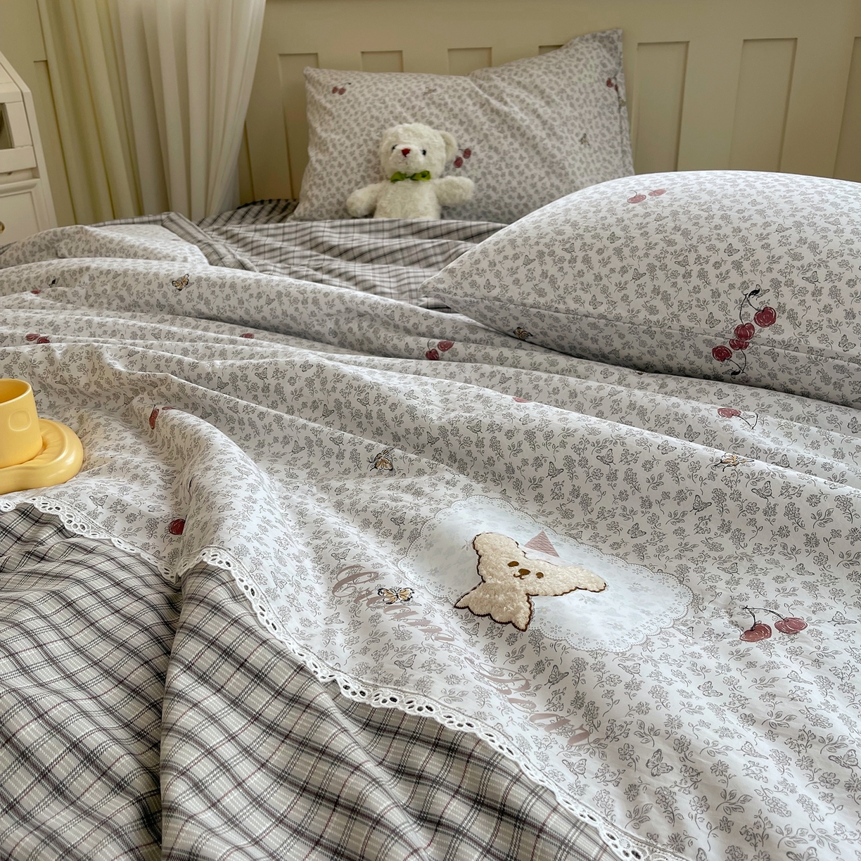 91家纺网 家纺一手货源 找家纺 （总）梵克保罗 2026春夏新款10A抗菌全棉花边双拼云朵棉单夏被夏被夏凉被空调被四件套