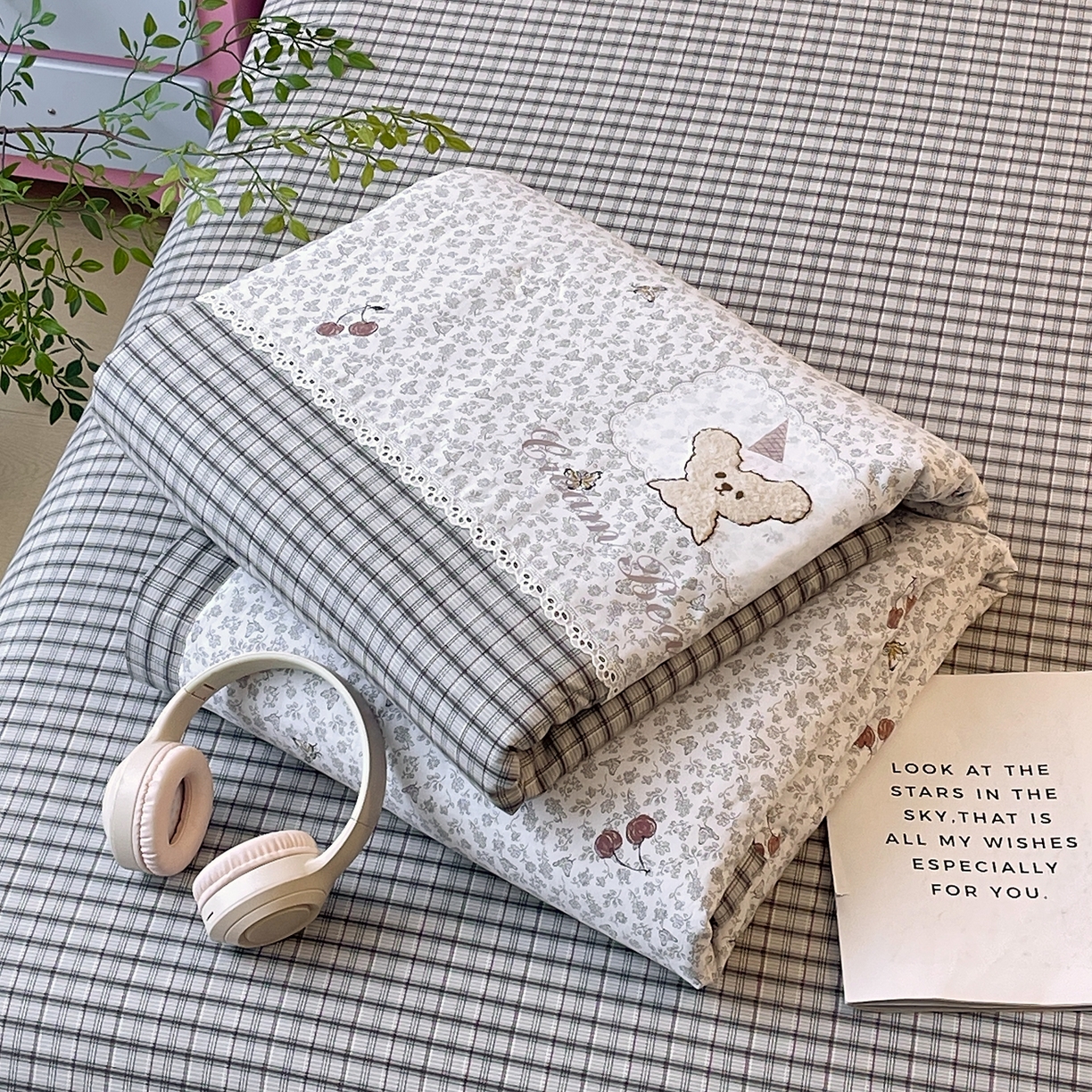 91家纺网 家纺一手货源 找家纺 （总）梵克保罗 2026春夏新款10A抗菌全棉花边双拼云朵棉单夏被夏被夏凉被空调被四件套