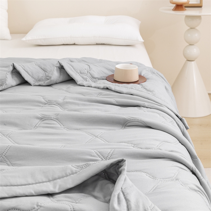 91家纺网 家纺一手货源 找家纺 梵心家纺 2026新款跨境爆款素色纯色水洗棉被TEMU热销夏被夏凉被空调 高级灰