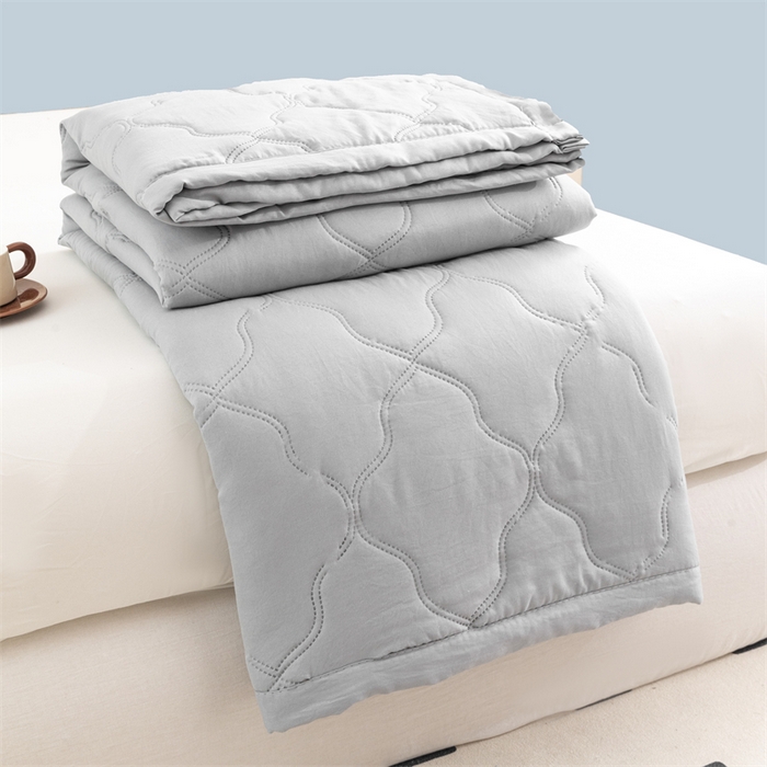 梵心家纺 2026新款跨境爆款素色纯色水洗棉被TEMU热销夏被夏凉被空调 高级灰
