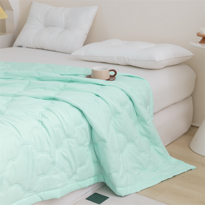 91家纺网 家纺一手货源 找家纺 梵心家纺 2026新款跨境爆款素色纯色水洗棉被TEMU热销夏被夏凉被空调 水绿色