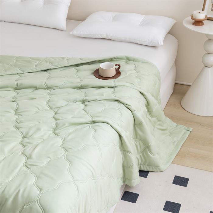 91家纺网 家纺一手货源 找家纺 梵心家纺 2026新款跨境爆款素色纯色水洗棉被TEMU热销夏被夏凉被空调 萌芽绿