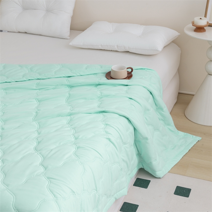 91家纺网 家纺一手货源 找家纺 梵心家纺 2026新款跨境爆款素色纯色水洗棉被TEMU热销夏被夏凉被空调 水绿色