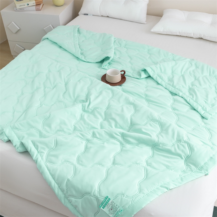 91家纺网 家纺一手货源 找家纺 梵心家纺 2026新款跨境爆款素色纯色水洗棉被TEMU热销夏被夏凉被空调 水绿色