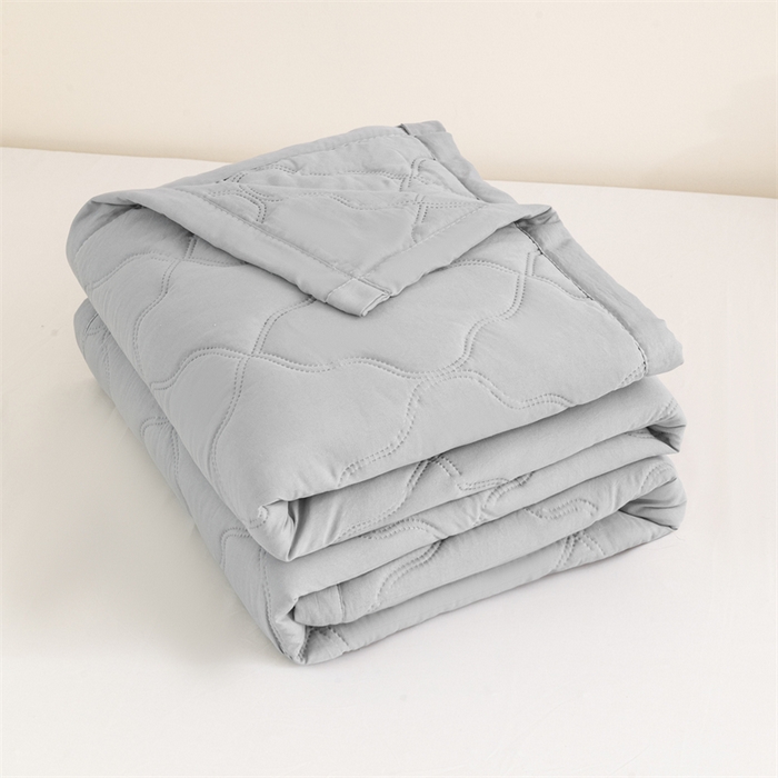 91家纺网 家纺一手货源 找家纺 梵心家纺 2026新款跨境爆款素色纯色水洗棉被TEMU热销夏被夏凉被空调 高级灰