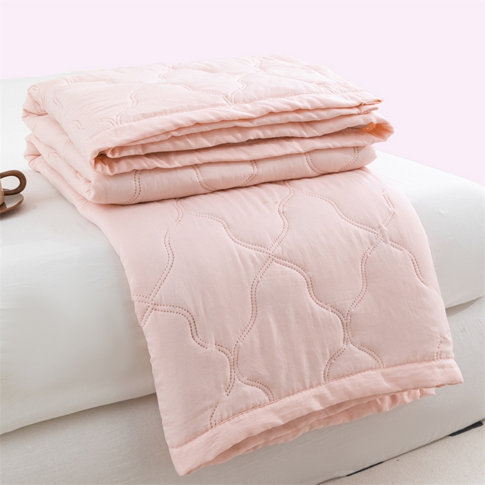 梵心家纺 2026新款跨境爆款素色纯色水洗棉被TEMU热销夏被夏凉被空调 粉玉色