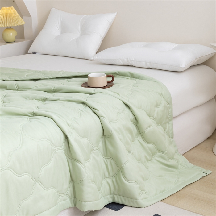 91家纺网 家纺一手货源 找家纺 梵心家纺 2026新款跨境爆款素色纯色水洗棉被TEMU热销夏被夏凉被空调 萌芽绿